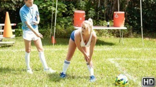 Blonde Nikki Blake Is Trying Out For A Soccer Team In Double Dribble
