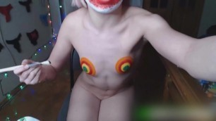 Russian Youtuber doing Nude Body Paint in a Live Stream