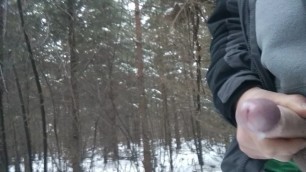 Winter Cumshot in the Forest