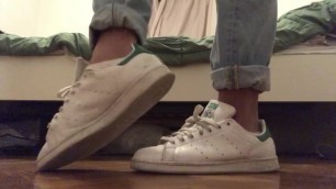 Teen Girl Feet in White Ankle Socks and Adidas Stan Smith