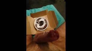 Licking the Lavacake (chocolate) off of my Dick