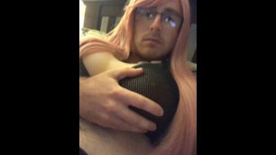 Trans Girl Plays with Untucked Dick, Jelqs Hard to Feel Balls Slap (4 of 4)