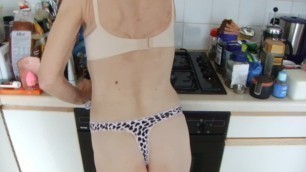 Cleaning my Kitchen with Sexy Bra and Sexy Thong with Hearts...Watch Me!