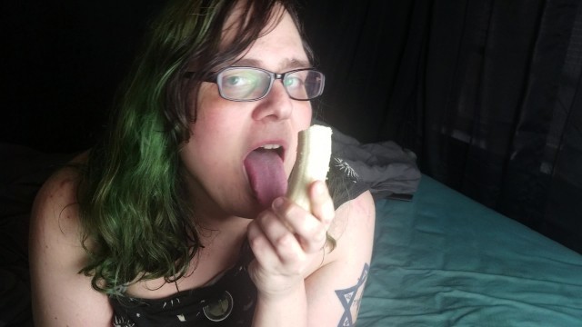 Trans Girl Seductively-ish Eats a Banana. (4K UHD)