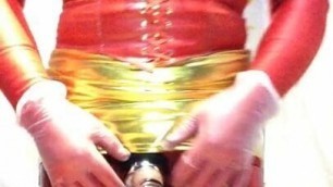 SISSY BITCH IN RED AND GOLD SEX FUCKING SHOW 2