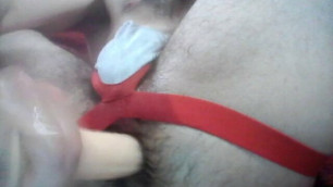 Hairy hole dildo play