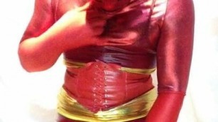 SISSY BITCH IN RED AND GOLD SEX FUCKING SHOW