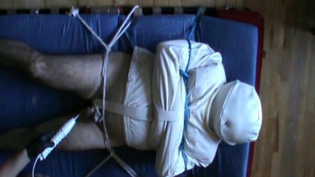 CBT and enjoying in the canvas straitjacket