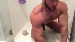 Huge BodyBuilder Masturbating In The Shower - Special